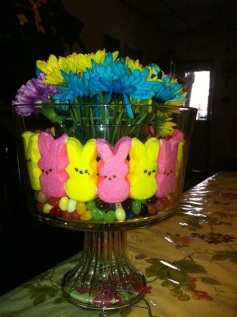 Use Jelly Beans Mm Peeps Bunnies And Fresh Flowers To Make A Beautiful And Easy Easter