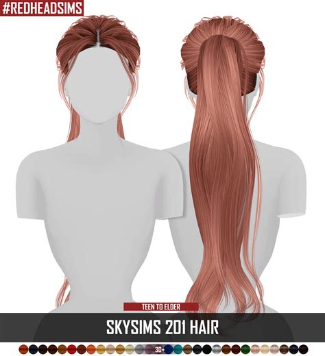 Redhead Sims Cc Skysims 201 Hair 2t4 Hq Compatible