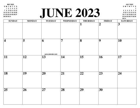 June 2023 Calendar Of The Month Free Printable June Calendar Of The