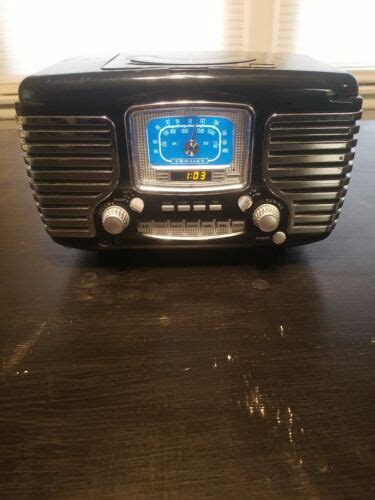 Crosley Cr612 Retro Amfm Radio Clock Alarm Cd Player Black Tested