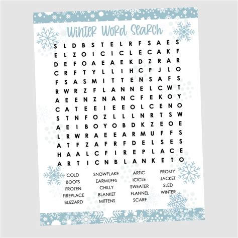Winter Word Search Free Printable — Krafty Planner