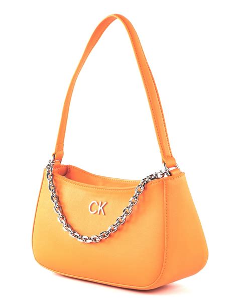 Calvin Klein Re Lock Shoulder Bag W Chain Orange Flash Buy Bags