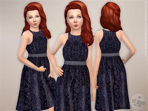 Blue Lace Dress With Stone Waist Embroidery By Lillka At Tsr Sims 4