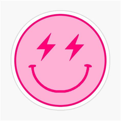 Pink lightning bolt smiley face Sticker by Als10806 in 2021 | Face