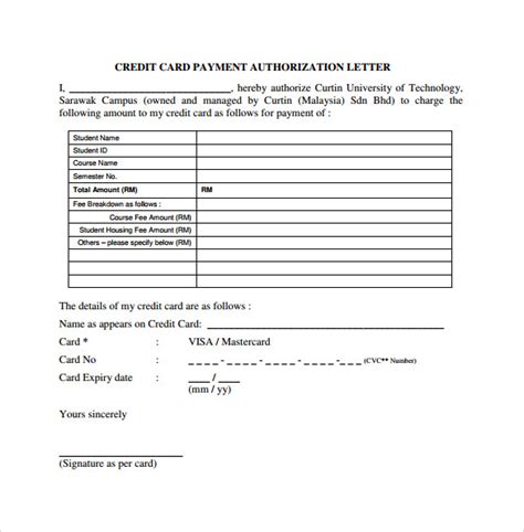 How to make authorization letter as authorized letter new. FREE 9+ Sample Credit Card Authorization Letter Templates ...