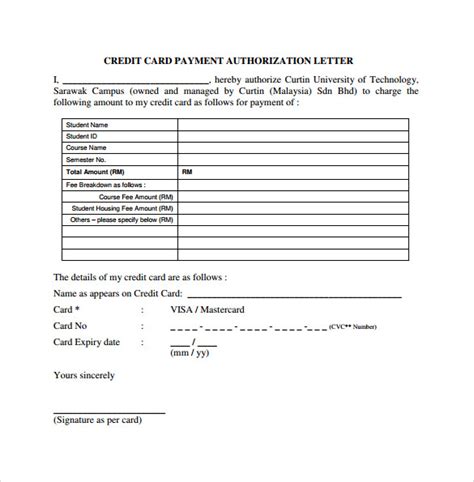 The bank needs to have certain documents in possession before it issues the lc. FREE 9+ Sample Credit Card Authorization Letter Templates ...