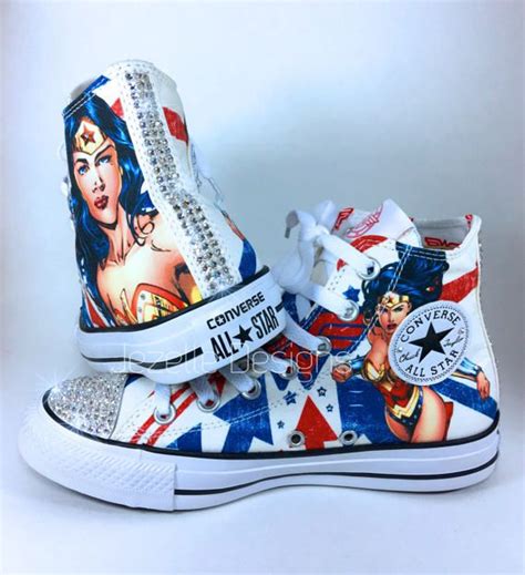 Wonder Woman Bling Converse Superhero Glitter Kicks Limited Edition