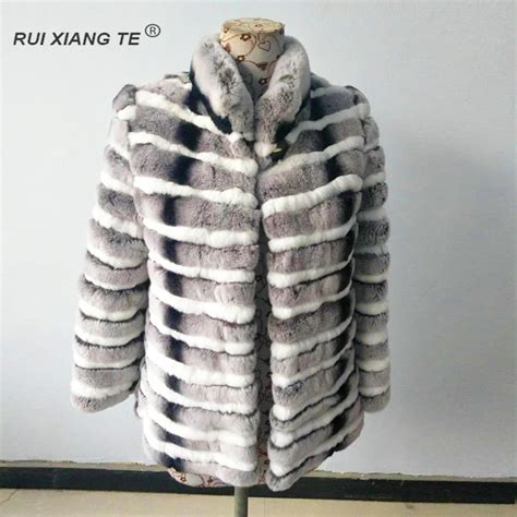 Free Shipping Ruixiangte Women Natural Real Fur Coat Stand Collar Full