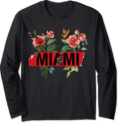 Cool Floral Miami Beach T Shirt I Love Miami Florida Miami Long