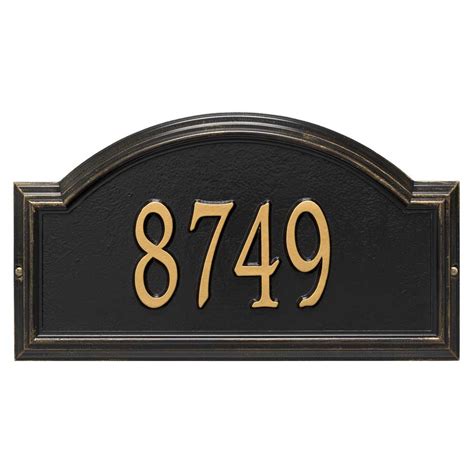 Arch Address Plaque Black with Gold Numbers