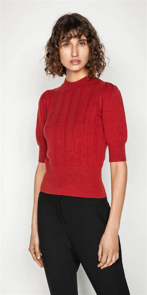 Herringbone Rib Short Sleeve Sweater Buy Knitwear Online Cue