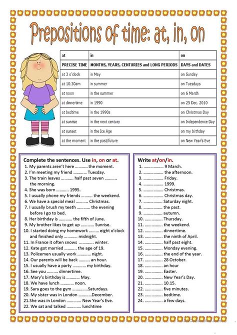 Preposition Worksheets For Grade 1