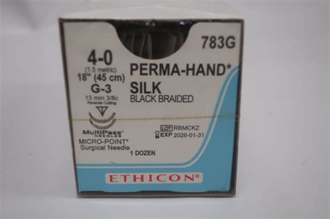 New Ethicon 783g Perma Hand Black Braided Silk Nonabsorbable Surgical