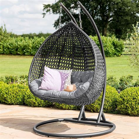 Hanging garden patio outdoor rattan swing chair cushions,swing hanging real rattan garden chairs set 4 from warwick castle tea room stunning quality no offers. Maze Rattan Rose Hanging Chair Grey Flat Weave | Hanging ...