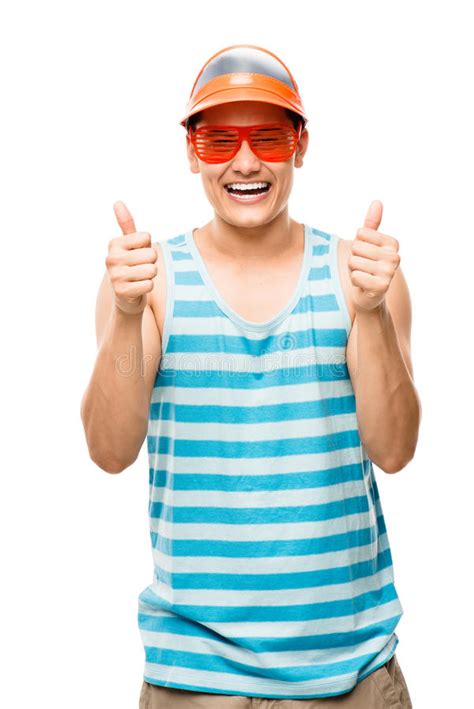 Geek Student Showing Thumbs Up Stock Photo Image Of Length Happiness