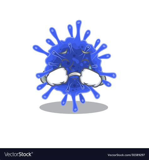 Crying Bacteria Coronavirus Cartoon Mascot Design Vector Image