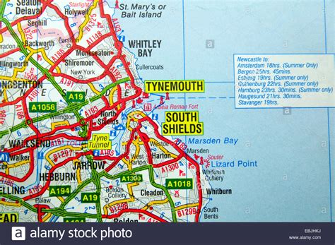 Road Map Of Tynemouth And South Shields North East