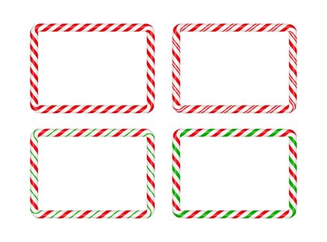 Christmas Candy Cane Rectangle Frame With Red And Green Stripe Xmas