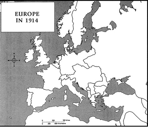 Map of military alliances of europe in 1914. World War I