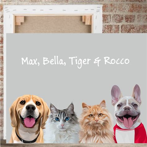 Classic Personalised Four Pet Canvas Fable And Fang