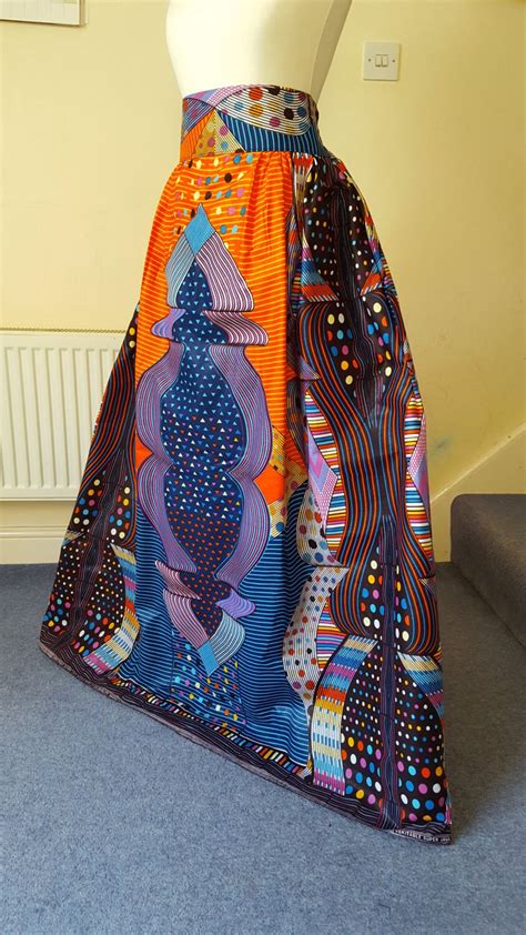 African Printed Maxi Skirt Wax Print Maxi Skirt High Waist
