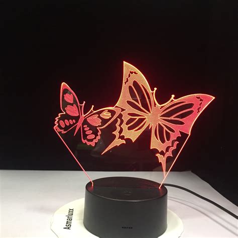 7 Colorful Changing Butterfly Led Night Light Lamp Home Room Party Desk