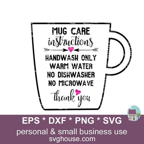 Mug Care Instructions Svg Care Card Cut File Vector Image For Etsy