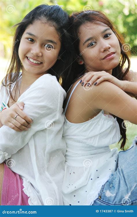 Portrait Of Two Lovely Thai Girls Stock Image Image
