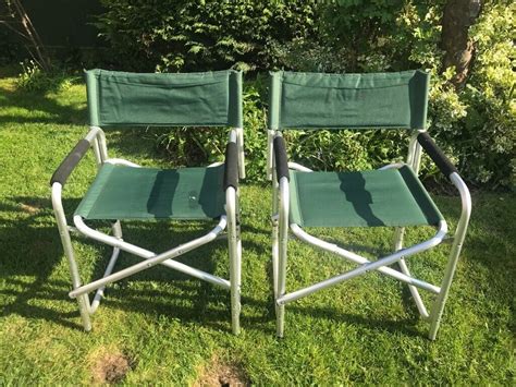 Gardencamping Chairs X 2 Aluminium Folding Directors Chairs Green