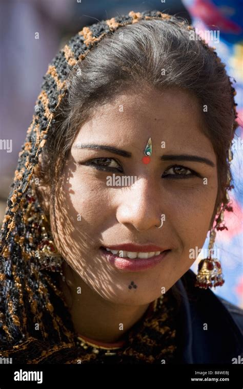 Indian Woman Smiling Pushkar Rajasthan India Stock Photo Alamy