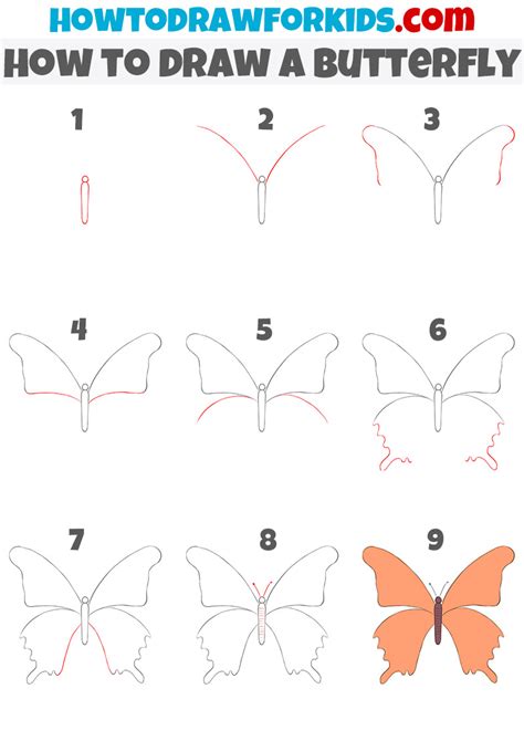 How To Draw A Butterfly Easy Drawing Tutorial For Kids