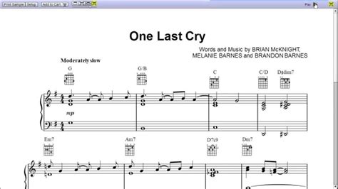 One Last Cry By Brian Mcknight Piano Sheet Musicteaser Youtube
