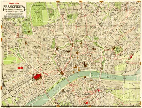 Old Map Of Frankfurt Am Main In 1913 Buy Vintage Map Replica Poster