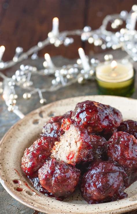 Healthy Baked Turkey Meatballs In Cranberry Sauce Paleo Gluten Free
