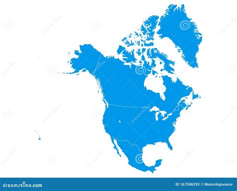Blue Map Of North America Stock Vector Illustration Of Country 167506293