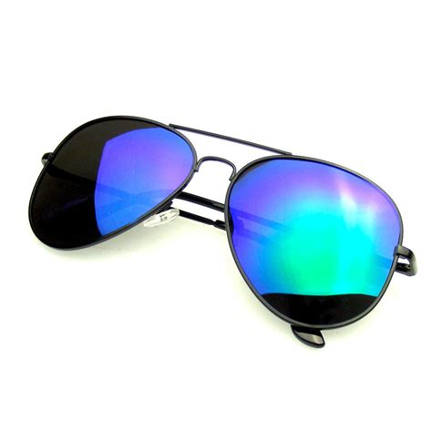 Full Mirror Flash Mirrored Polarized Aviator Sunglasses Emblem Eyewear