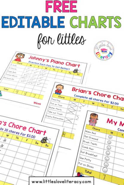 Editable Charts For Littles Littles Love Learning