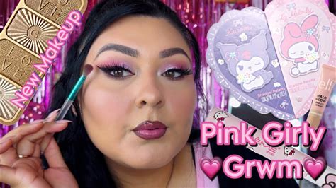 Affordable Pink Girly Makeup Look My Melody And Kuromi Palette Youtube