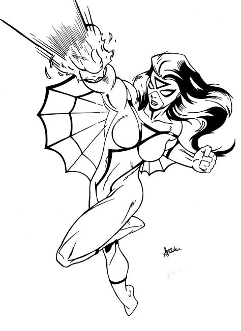 Black and white vector illustration for coloring pages or other. Spider Woman Coloring Pages - Coloring Home