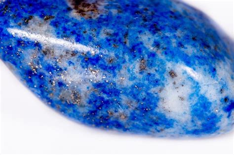 Macro Mineral Stone Blue Lapis Lazuli Afghanistan On White Bac Stock