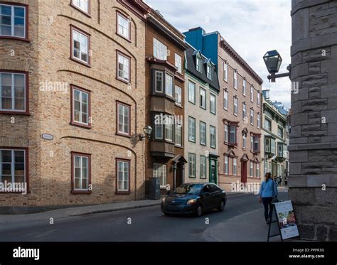 Quaint Facades Of Residential Houses On Rue Saint Louis In Old Quebec