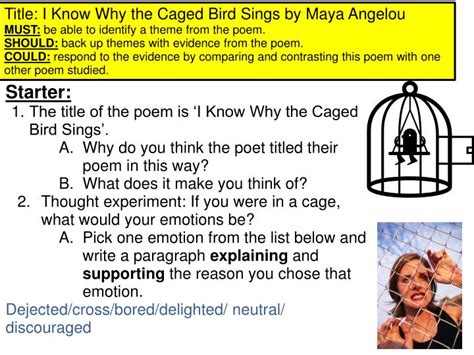Ppt Title I Know Why The Caged Bird Sings By Maya