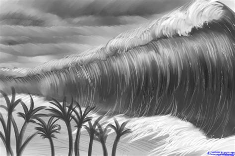 How To Draw A Tsunami Wave Step By Step