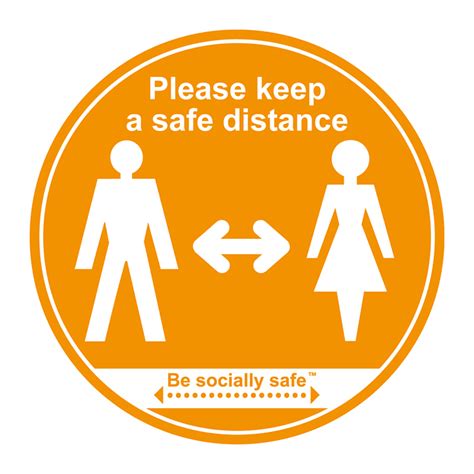 Please Keep Safe Distance Self Adhesive Floor Graphic Amber 400mm