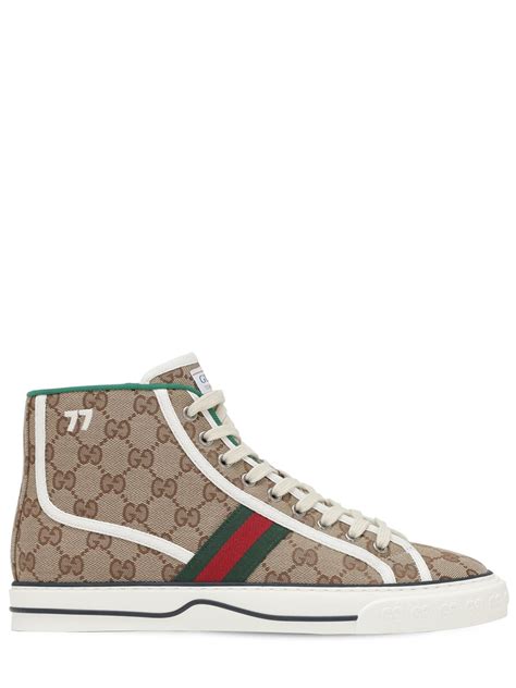 Gucci Tennis 1977 High Top Sneakers In Brown Modesens