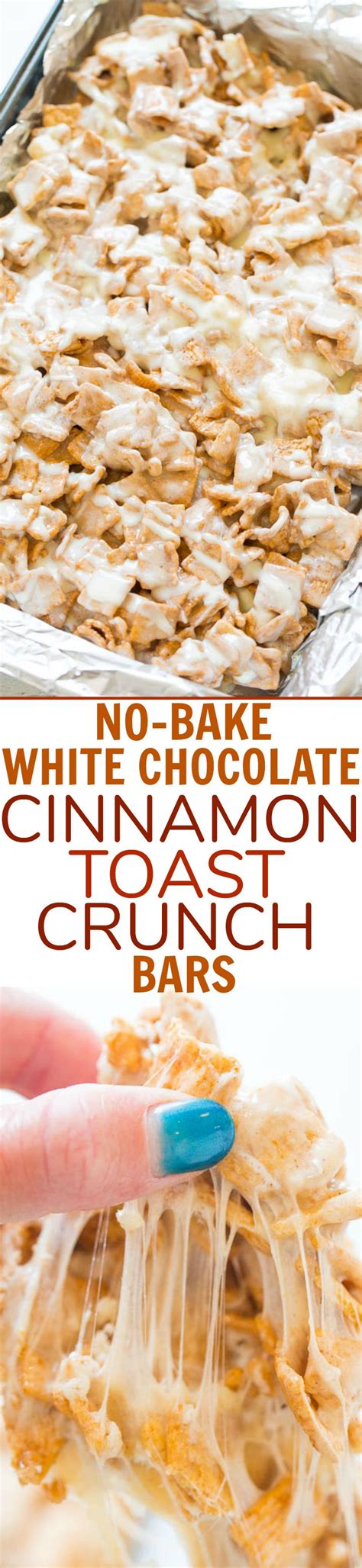 No Bake White Chocolate Cinnamon Toast Crunch Bars Easy No Bake Bars