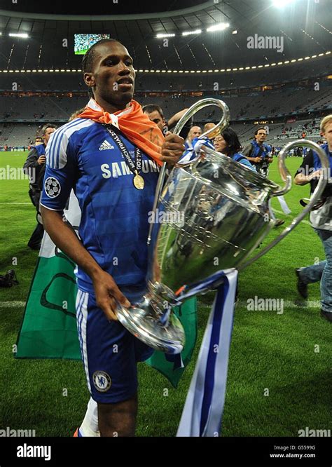 Chelseas Didier Drogba Celebrates With The Uefa Champions League
