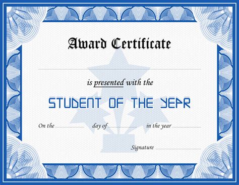 Student Award Certificate Template Formal Word Templates