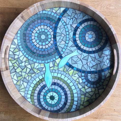 Large Round Mosaïc Tray Fishes And Circles By Anisceladon On Etsy