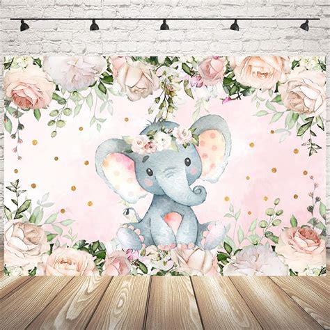 Mocsicka Elephant Baby Shower Backdrop 7x5ft Gender Reveal Cute